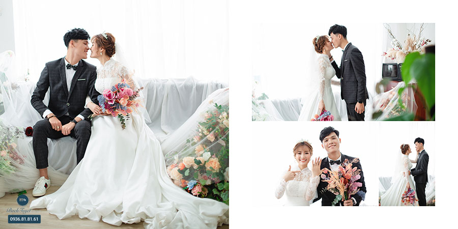 Ảnh cưới trong studio câu chuyện tình yêu