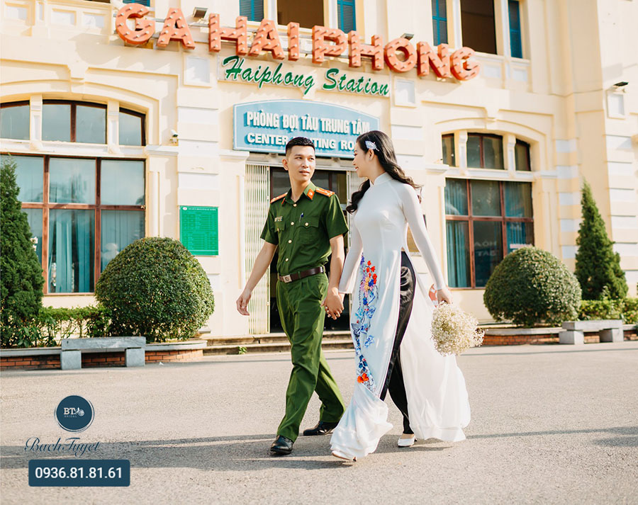 Trang phục cô dâu chụp ảnh cưới mặc quân phục