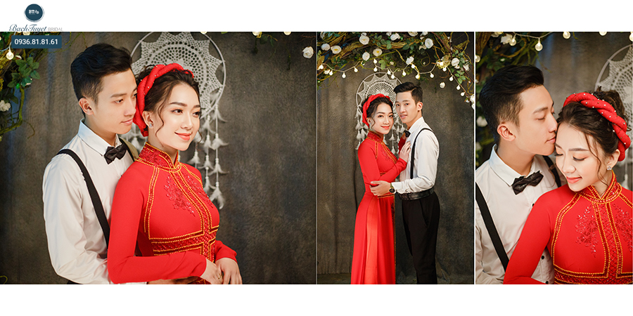 kiểu tóc cô dâu mặc áo dài đội mấn