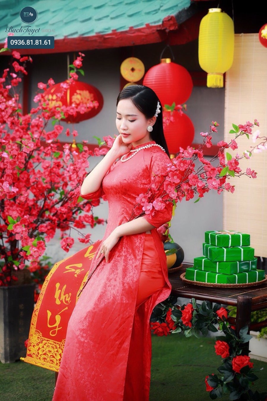 tạo dáng chụp ảnh áo dài tết 02