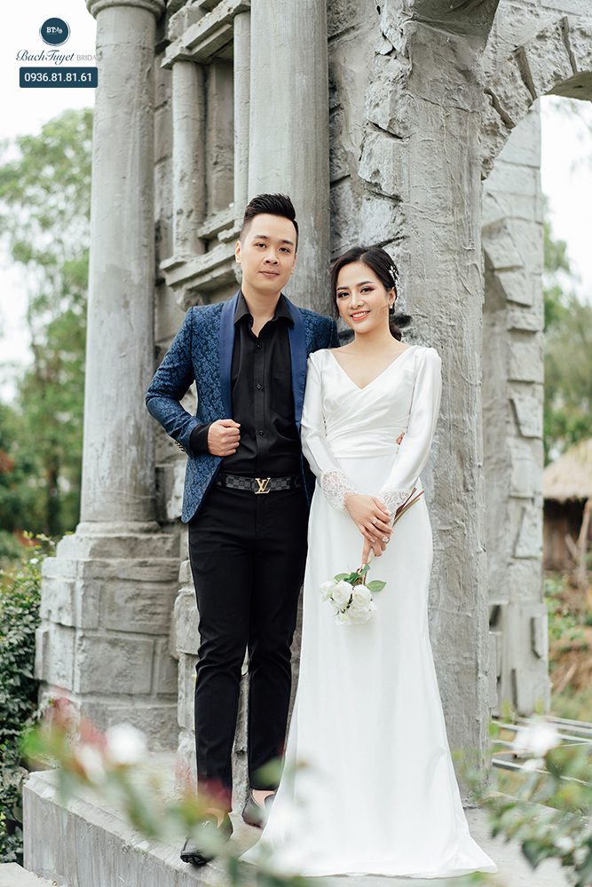 váy cưới dáng xòe chụp ảnh ngoại cảnh