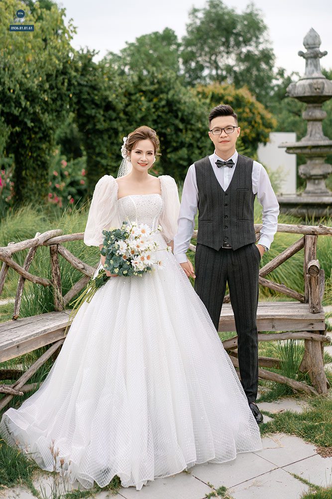 Váy cưới tay bồng cho cô dâu bắp tay to