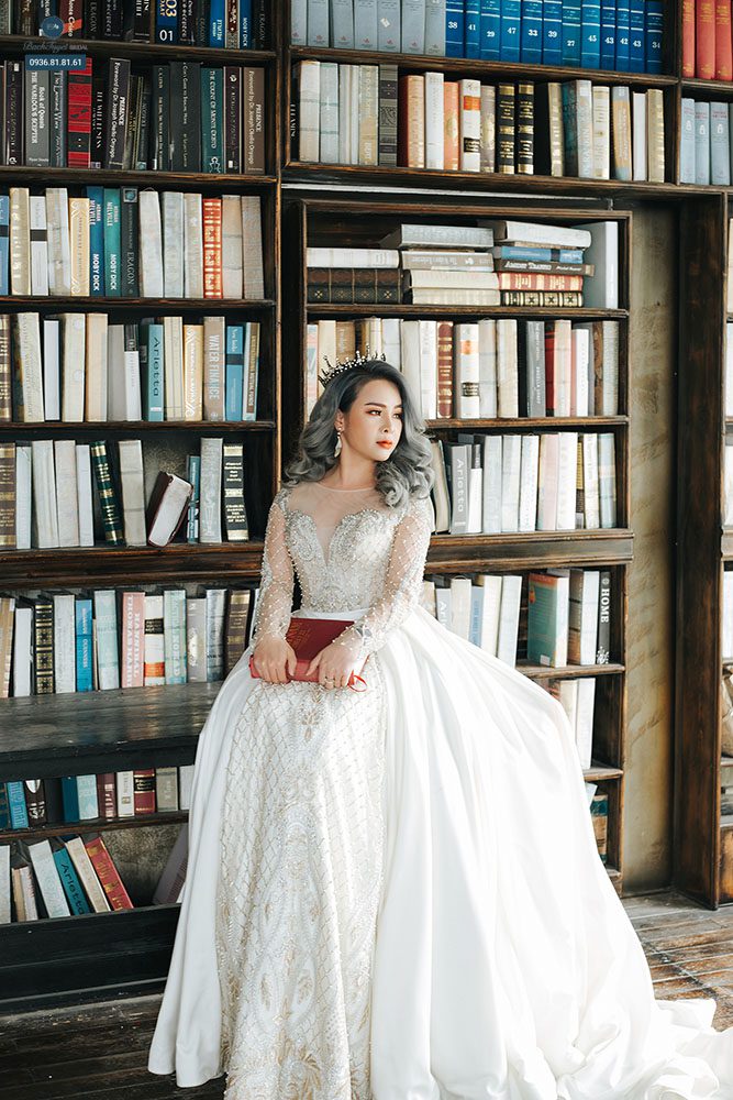 Váy cưới dài tay cho nàng dâu bắp tay to 
