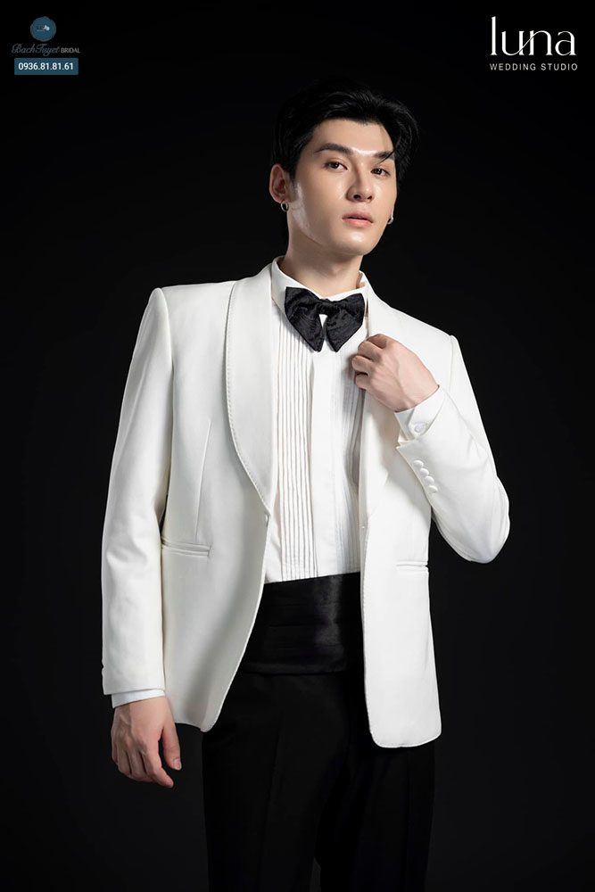Vest cưới chú rể màu trắng 