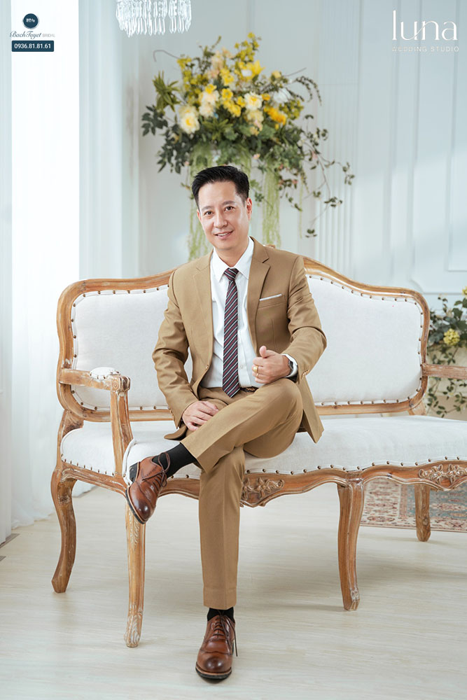Vest cưới chú rể màu nâu 