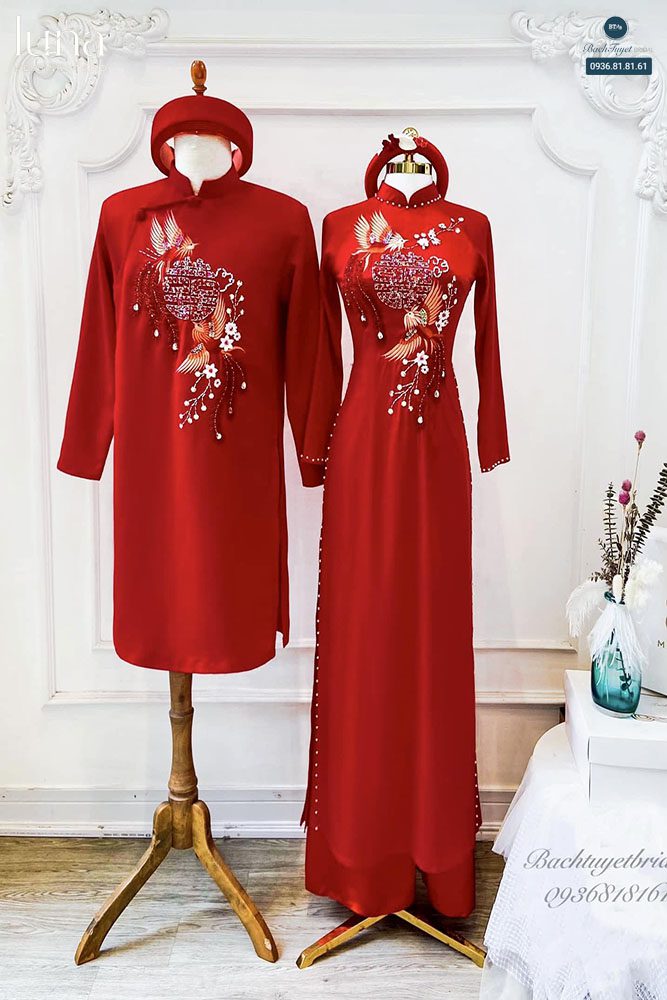 Áo dài cưới thêu tay Song Hỷ 